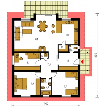 Plan de sol du rez-de-chaussée - BUNGALOW 15